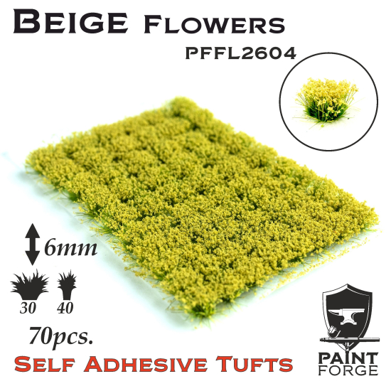 Paint Forge kępki kwiatków Beige Flowers - 70sztuk / 6mm
